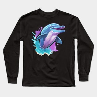 smiling dolphin leaping out of the water Long Sleeve T-Shirt